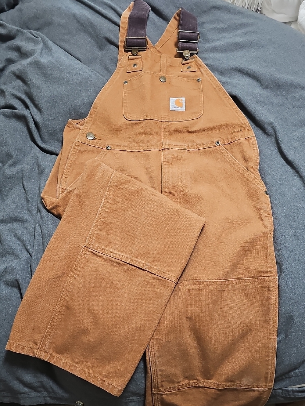Carhartt Brown/Tan Duck Overalls with Dark Brown Straps